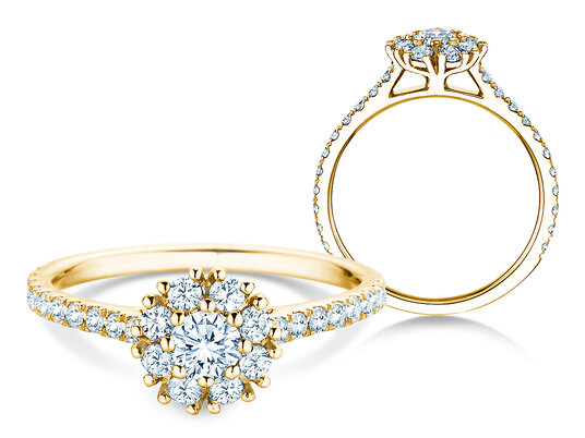 Verlovingsring Bloom Pavé in 9K geelgoud met diamanten 0,82ct G/SI