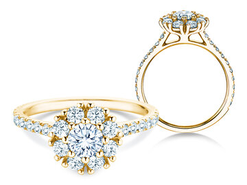 Verlovingsring Bloom Pavé in geelgoud