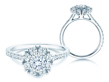 Verlovingsring Bloom Pavé in witgoud