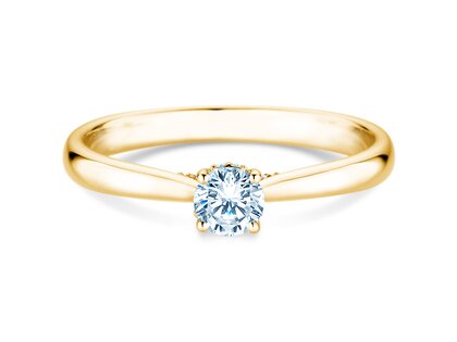 Verlovingsring Classic 4 Hidden Halo in 9K geelgoud met Lab-grown diamanten 0,30ct E/VS