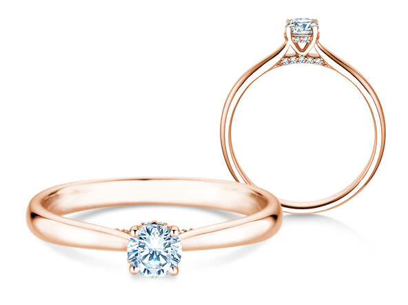 Verlovingsring Classic 4 Hidden Halo in 18K roségoud met Lab-grown diamanten 0,30ct E/VS