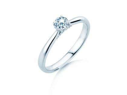 Verlovingsring Classic 4 Hidden Halo in 9K witgoud met Lab-grown diamanten 0,30ct E/VS