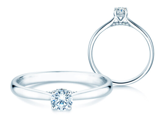 Verlovingsring Classic 4 Hidden Halo in 9K witgoud met Lab-grown diamanten 0,30ct E/VS