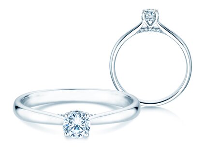 Verlovingsring Classic 4 Hidden Halo in 9K witgoud met Lab-grown diamanten 0,30ct E/VS