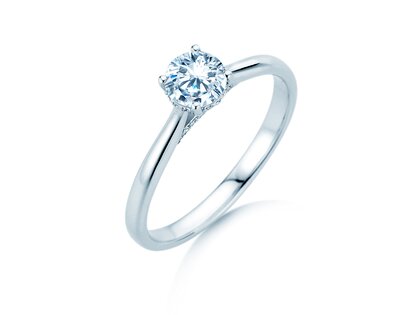 Verlovingsring Classic 4 Hidden Halo in 18K witgoud met Lab-grown diamanten 0,57ct E/VS
