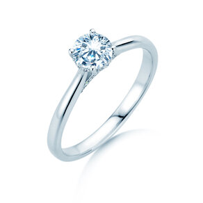 Verlovingsring Classic 4 Hidden Halo in 18K witgoud met Lab-grown diamanten 0,57ct E/VS