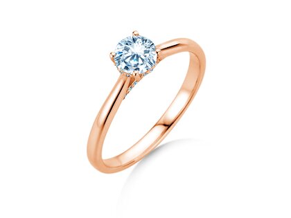 Verlovingsring Classic 4 Hidden Halo in 18K roségoud met Lab-grown diamanten 0,57ct E/VS