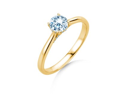 Verlovingsring Classic 4 Hidden Halo in 14K geelgoud met Lab-grown diamanten 0,57ct E/VS