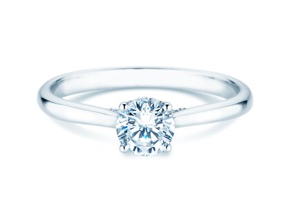 Verlovingsring Classic 4 Hidden Halo in 18K witgoud met Lab-grown diamanten 0,57ct E/VS