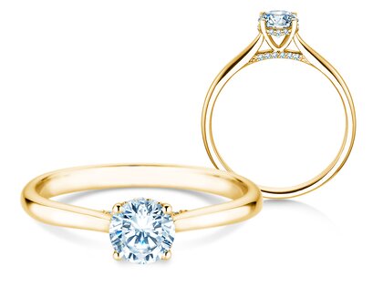 Verlovingsring Classic 4 Hidden Halo in 14K geelgoud met Lab-grown diamanten 0,57ct E/VS