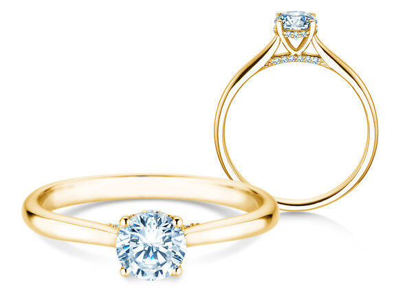Verlovingsring Classic 4 Hidden Halo in 14K geelgoud met Lab-grown diamanten 0,57ct E/VS