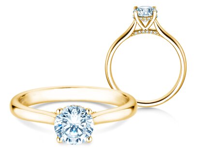 Verlovingsring Classic 4 Hidden Halo in 18K geelgoud met Lab-grown diamanten 0,82ct E/VS