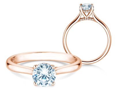 Verlovingsring Classic 4 Hidden Halo in 18K roségoud met Lab-grown diamanten 0,82ct E/VS