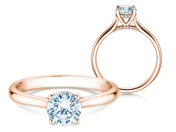Verlovingsring Classic 4 Hidden Halo in 18K roségoud met Lab-grown diamanten 0,82ct E/VS
