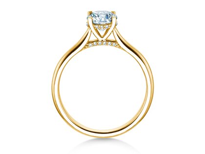 Verlovingsring Classic 4 Hidden Halo in 18K geelgoud met Lab-grown diamanten 0,82ct E/VS