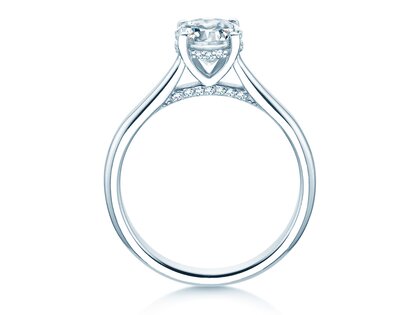 Verlovingsring Classic 4 Hidden Halo in 14K witgoud met Lab-grown diamanten 1,08ct E/VS