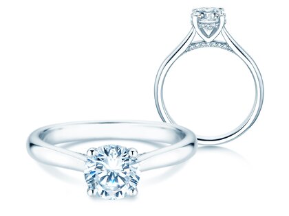 Verlovingsring Classic 4 Hidden Halo in 14K witgoud met Lab-grown diamanten 1,08ct E/VS