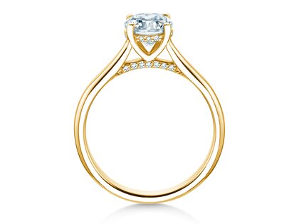 Verlovingsring Classic 4 Hidden Halo in 14K geelgoud met Lab-grown diamanten 1,08ct E/VS