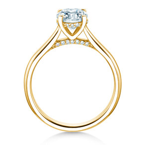 Verlovingsring Classic 4 Hidden Halo in 14K geelgoud met Lab-grown diamanten 1,08ct E/VS