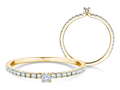 Verlovingsring Classic 4 Pavé in 14K geelgoud met diamanten 0,30ct G/SI