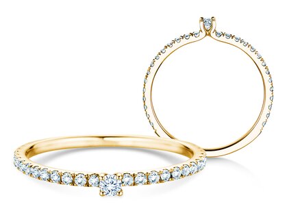 Verlovingsring Classic 4 Pavé in 14K geelgoud met diamanten 0,30ct G/SI