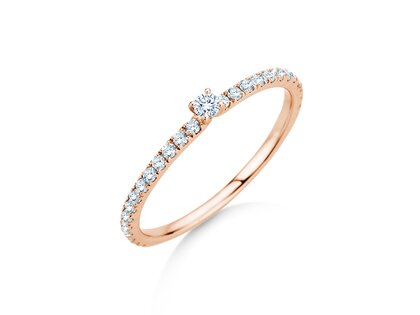 Verlovingsring Classic 4 Pavé in 9K roségoud met diamanten 0,30ct G/SI