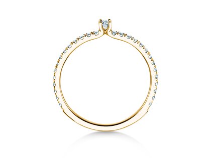 Verlovingsring Classic 4 Pavé in 14K geelgoud met diamanten 0,30ct G/SI