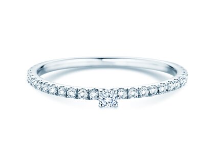 Verlovingsring Classic 4 Pavé in 14K witgoud met diamanten 0,30ct G/SI