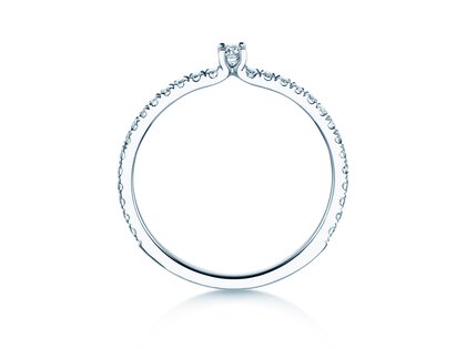Verlovingsring Classic 4 Pavé in 14K witgoud met diamanten 0,30ct G/SI