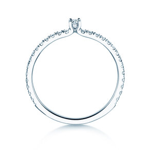 Verlovingsring Classic 4 Pavé in 14K witgoud met diamanten 0,30ct G/SI