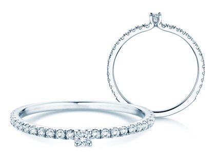 Verlovingsring Classic 4 Pavé in 14K witgoud met diamanten 0,30ct G/SI