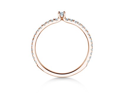 Verlovingsring Classic 4 Pavé in 9K roségoud met diamanten 0,30ct G/SI