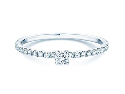 Verlovingsring Classic 4 Pavé in platina 950/- met diamanten 0,35ct G/SI