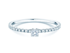 Verlovingsring Classic 4 Pavé in platina 950/- met diamanten 0,35ct G/SI