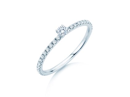 Verlovingsring Classic 4 Pavé in platina 950/- met diamanten 0,35ct G/SI