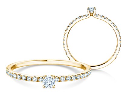 Verlovingsring Classic 4 Pavé in 18K geelgoud met diamanten 0,35ct G/SI