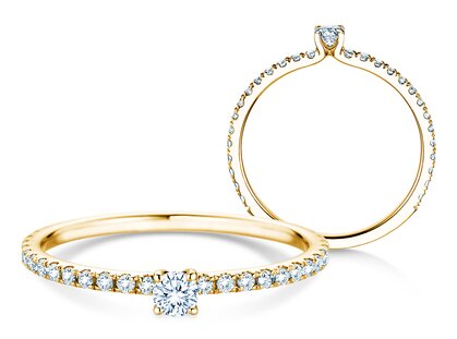 Verlovingsring Classic 4 Pavé in 9K geelgoud met diamanten 0,35ct G/SI