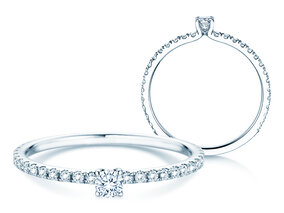 Verlovingsring Classic 4 Pavé in platina 950/- met diamanten 0,35ct G/SI