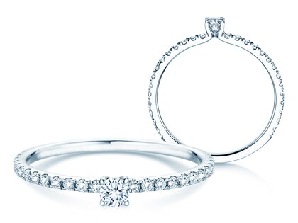 Verlovingsring Classic 4 Pavé in platina 950/- met diamanten 0,35ct G/SI