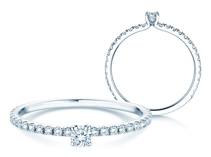 Verlovingsring Classic 4 Pavé in platina 950/- met diamanten 0,35ct G/SI