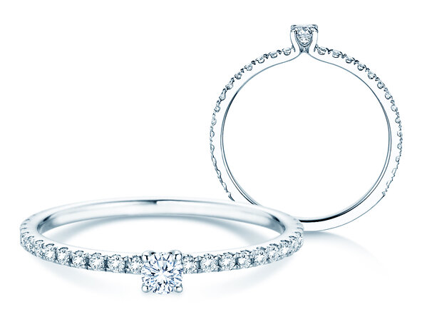 Verlovingsring Classic 4 Pavé in platina 950/- met diamanten 0,35ct G/SI