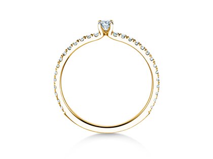 Verlovingsring Classic 4 Pavé in 18K geelgoud met diamanten 0,35ct G/SI