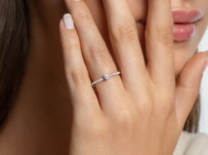 Verlovingsring Classic 4 Pavé in platina 950/- met diamanten 0,35ct G/SI