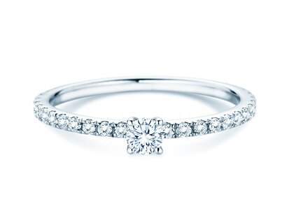 Verlovingsring Classic 4 Pavé in 14K witgoud met diamanten 0,51ct G/SI