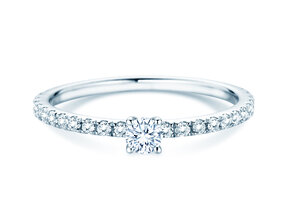 Verlovingsring Classic 4 Pavé in 14K witgoud met diamanten 0,51ct G/SI