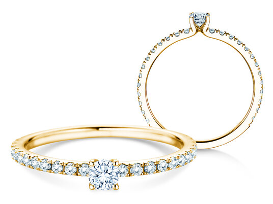 Verlovingsring Classic 4 Pavé in 9K geelgoud met diamanten 0,46ct G/SI