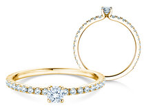 Verlovingsring Classic 4 Pavé in 14K geelgoud met diamanten 0,51ct G/SI