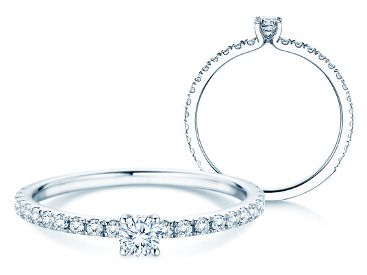 Verlovingsring Classic 4 Pavé in 9K witgoud met diamanten 0,46ct G/SI