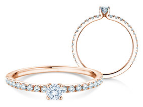 Verlovingsring Classic 4 Pavé in 14K roségoud met diamanten 0,51ct G/SI