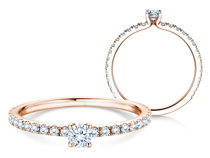 Verlovingsring Classic 4 Pavé in 14K roségoud met diamanten 0,51ct G/SI